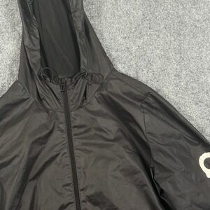 Adidas Windbreaker Jacket Lightweight Full Zip Black White Logo M Athleisure